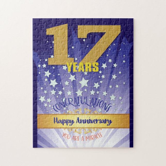 Puzzle 17e anniversaire de rétablissement chiffre gras (Vertical)
