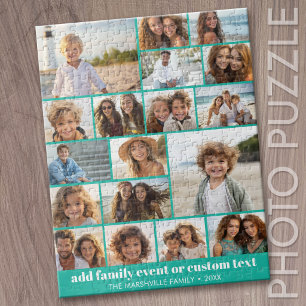 Puzzle 18 Photo Collage - Texte personnalisé - Sarcelle e