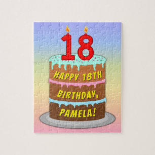 Puzzle 18e anniversaire : Fun Cake and Candles + Nom pers