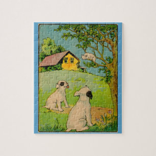 Puzzle 1914 deux chiens et un petit chat blanc