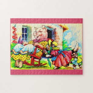Puzzle 1930 mama kitty et baby kitty visite cochon