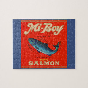 Puzzle 1930s Mi-Boy saumon rose peut étiquette