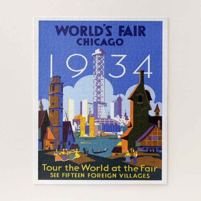 Puzzle 1934 Chicago World's Fair Travel Advertisement (Vertical)