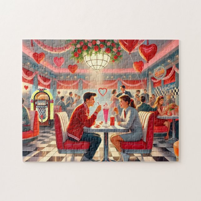 Puzzle 1950s Valentine Diner Retro Romance (Horizontal)