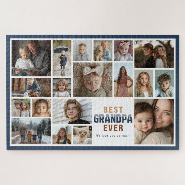 Puzzle 19 Photo Collage Best Grandpa Ever (Horizontal)