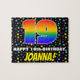 Puzzle 19e anniversaire — Amusant, Colorful Star Motif de