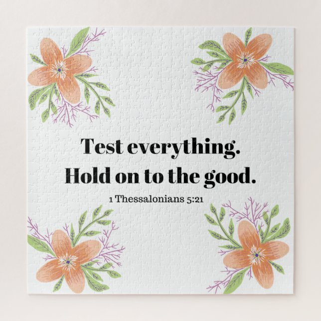 Puzzle 1 Thessaloniciens 5:21 Bible Verse Floral (Vertical)