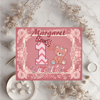 Puzzle 1st Valentine's Day Teddy Bear Bow Floral Motifs 