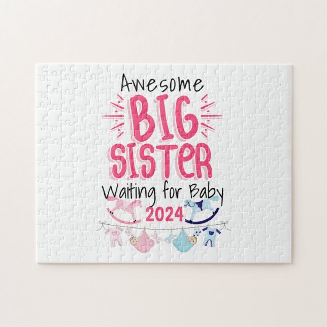 Puzzle 2024 Big Sister Attente de nouveau bébé frère (Horizontal)