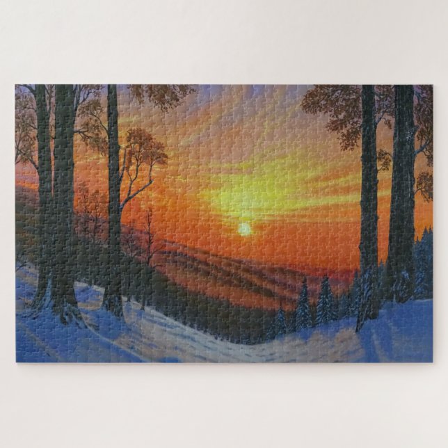Puzzle 20"x30" - "Coucher de soleil sur la forêt e (Horizontal)