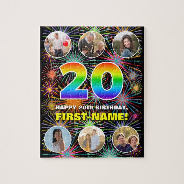 Puzzle 20e anniversaire : Arc en ciel amusant #, Nom pers (Vertical)