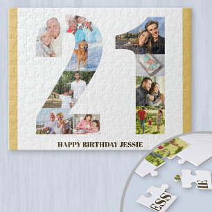 Puzzle 21e anniversaire Collage photo Neutre Numéro 21
