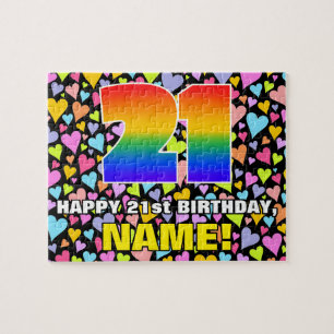 Puzzle 21e anniversaire — Formes de coeur amusantes et ai