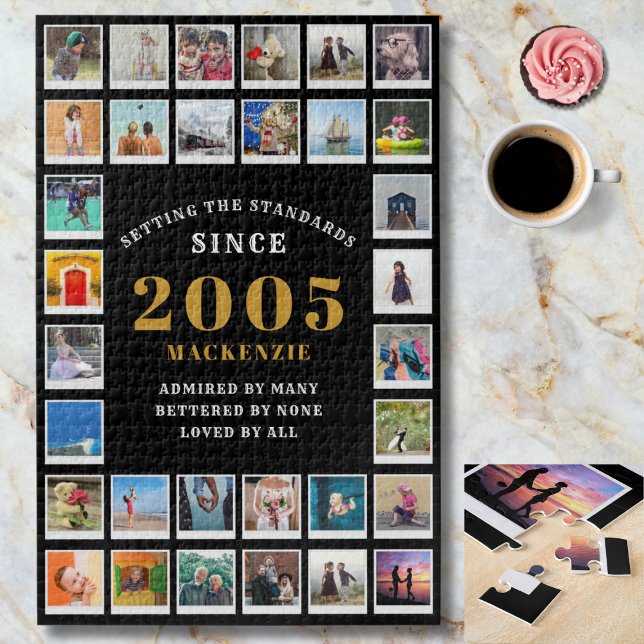 Puzzle 21st Birthday 2005 Family Memories Photo Collage  (2005 jigsaw on a marble background.)