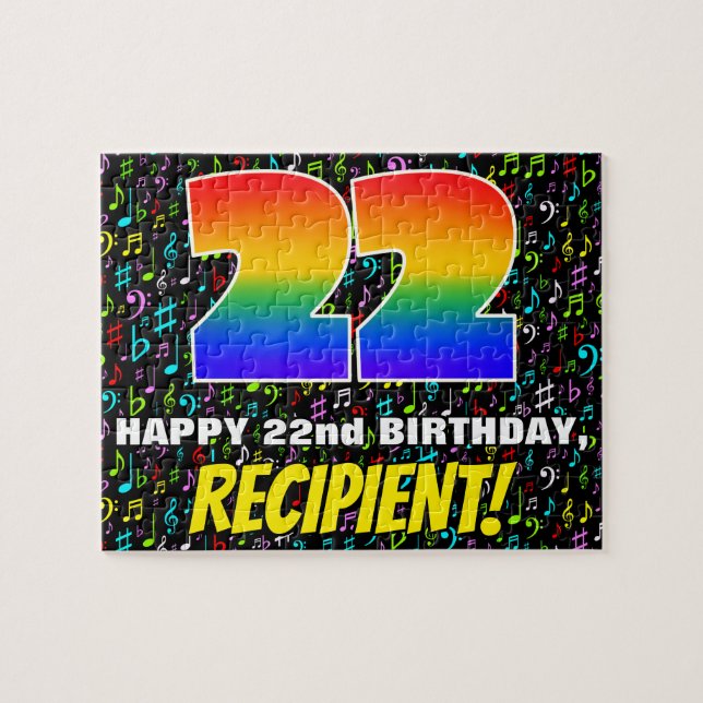 Puzzle 22e anniversaire — Symboles de musique amusants et (Horizontal)