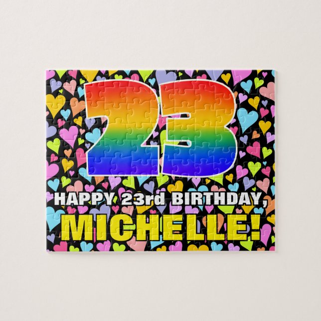 Puzzle 23e anniversaire — Formes de coeur amusantes et ai (Horizontal)