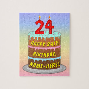 Puzzle 24e anniversaire : Fun Cake and Candles + Nom pers