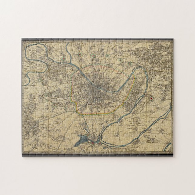 Puzzle 252 mapa antiguo de Paris (Horizontal)