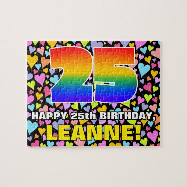 Puzzle 25e anniversaire — Formes de coeur amusantes et ai (Horizontal)