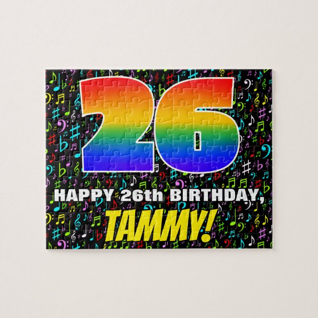 Puzzle 26e anniversaire — Symboles de musique amusants et (Horizontal)