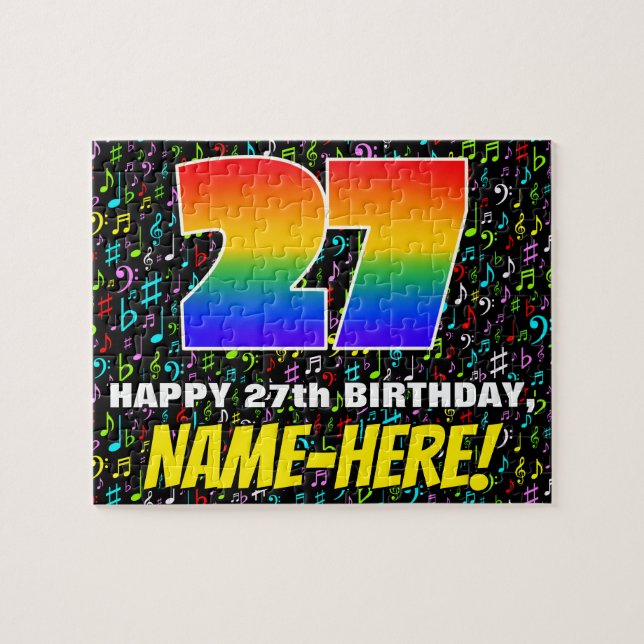 Puzzle 27e anniversaire — Symboles de musique amusants et (Horizontal)