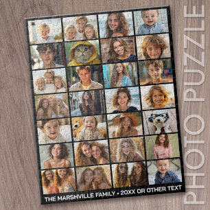 Puzzle 28 Collage de photos - Texte personnalisé - Noir e