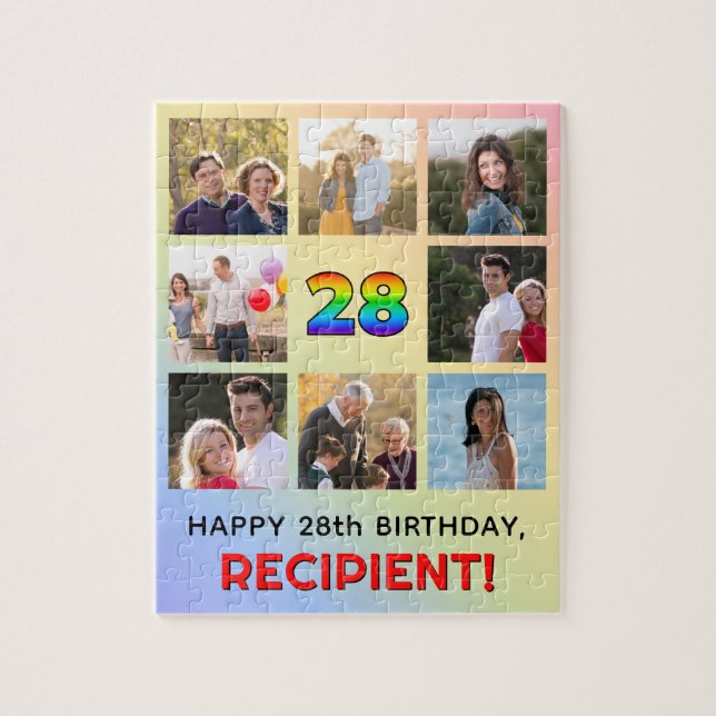 Puzzle 28e anniversaire : Arc en ciel amusant #, Nom pers (Vertical)