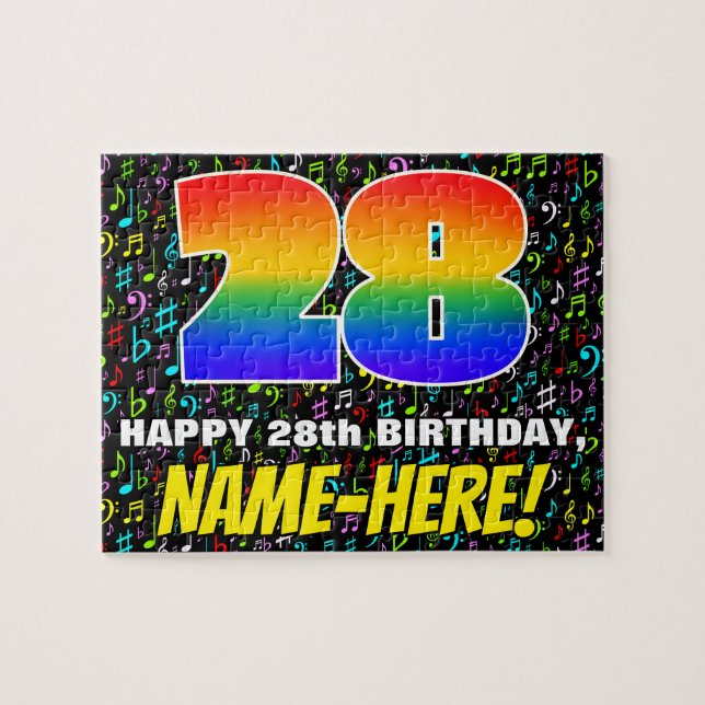 Puzzle 28e anniversaire — Symboles de musique amusants et (Horizontal)