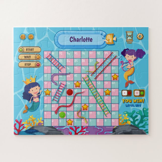 Puzzle 2 en 1, les serpents sirènes échelles sous le gibi (Horizontal)