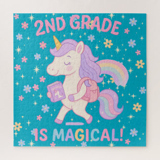Puzzle 2e année est magique Retour à l'école Unicorn