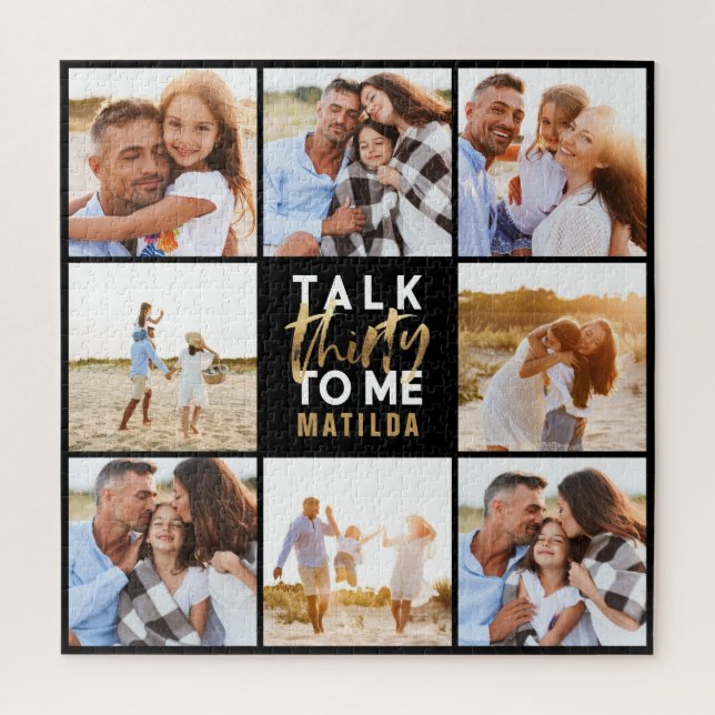 Puzzle 30e anniversaire moderne multi photo script or (Vertical)