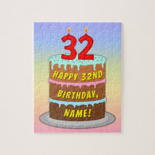 Puzzle 32e anniversaire : Fun Cake and Candles + Nom pers