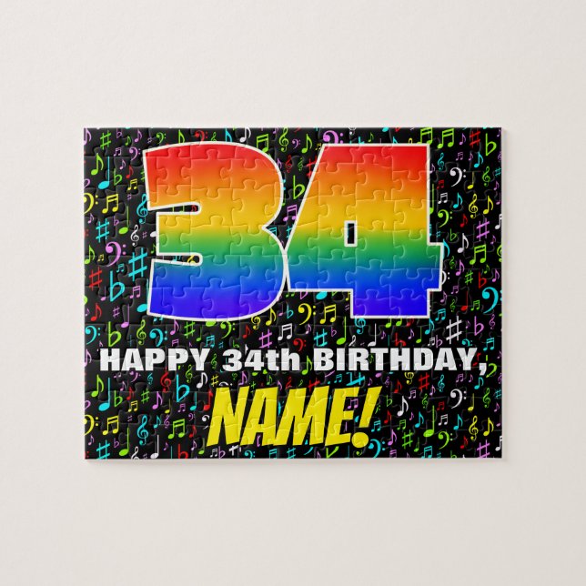 Puzzle 34e anniversaire — Symboles de musique amusants et (Horizontal)