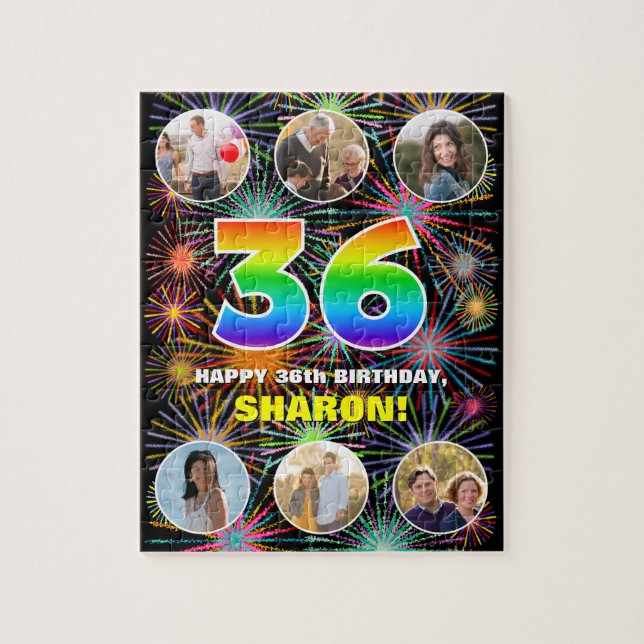 Puzzle 36e anniversaire : Arc en ciel amusant #, Nom pers (Vertical)
