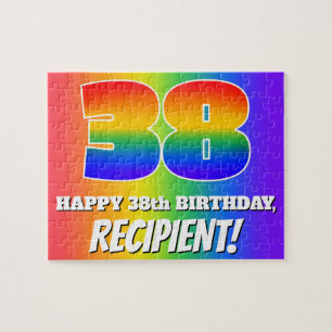 Puzzle 38e anniversaire — Motif arc-en-ciel multicolore "