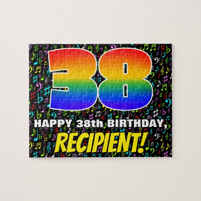 Puzzle 38e anniversaire — Symboles de musique amusants et (Horizontal)