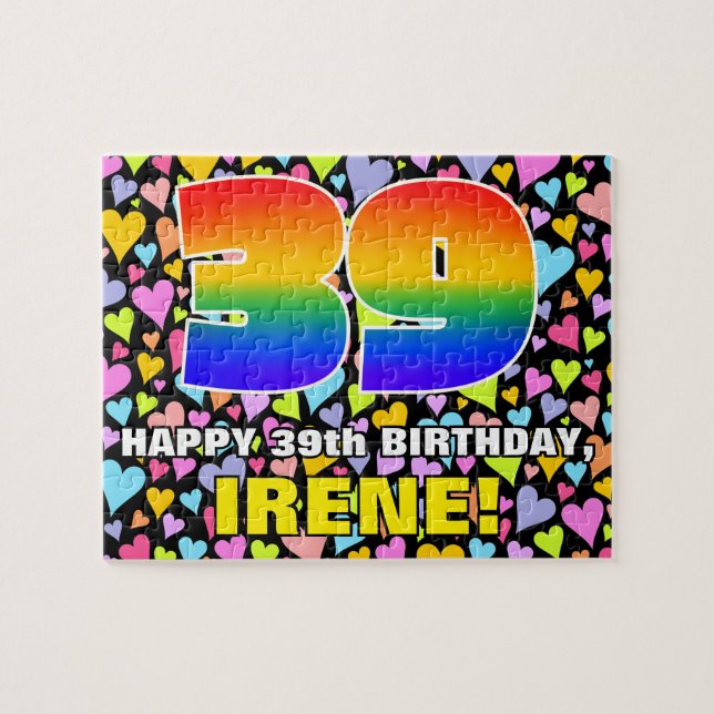 Puzzle 39e anniversaire — Formes de coeur amusantes et ai (Horizontal)