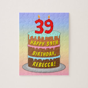 Puzzle 39e anniversaire : Fun Cake and Candles + Nom pers