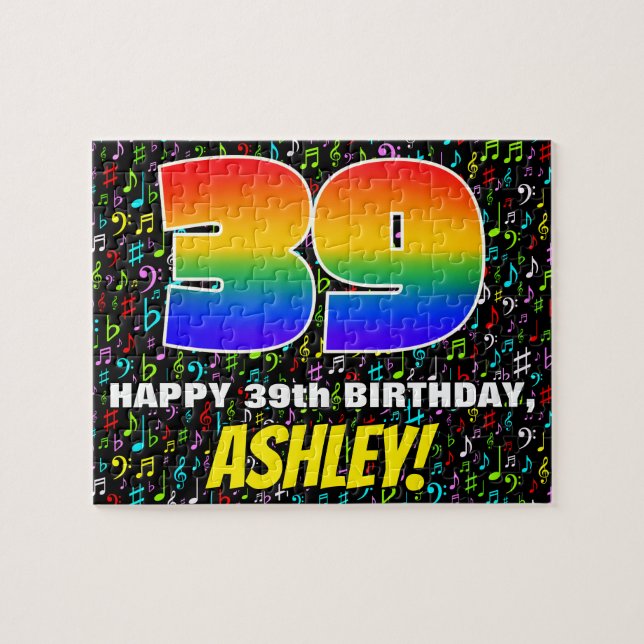 Puzzle 39e anniversaire — Symboles de musique amusants et (Horizontal)