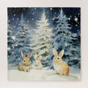 Puzzle 3 lapins de Noël