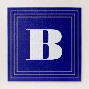 Puzzle 3 monogramme de cadre   Bleu et blanc de la marine