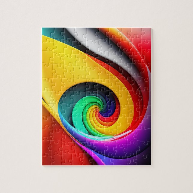 Puzzle 3D Abstraite spirale géométrique colorée (Vertical)
