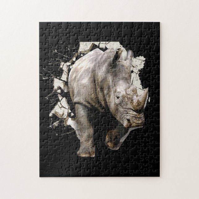 Puzzle 3d Rhino - Rhinoceros d'animaux Safari africains (Vertical)