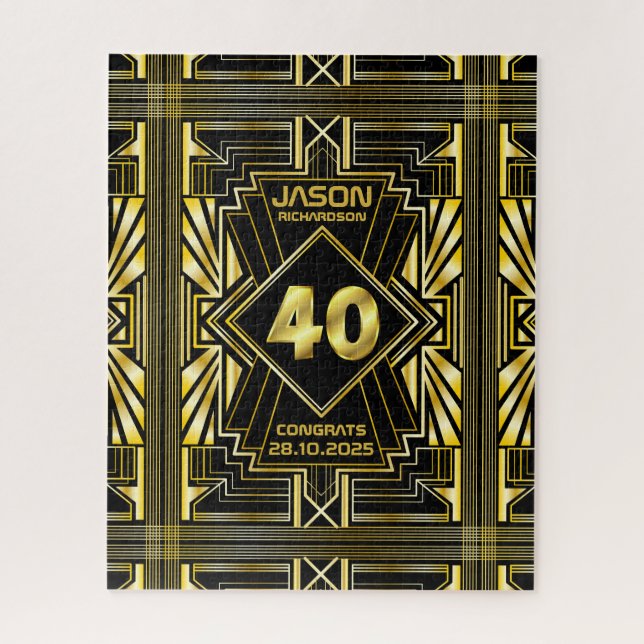 Puzzle 40e anniversaire Art Déco Gold Black Great Gatsby (Vertical)