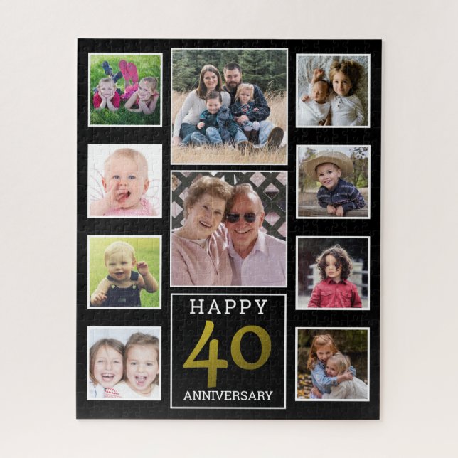 Puzzle 40e anniversaire du Mariage 10 photo Collage (Vertical)