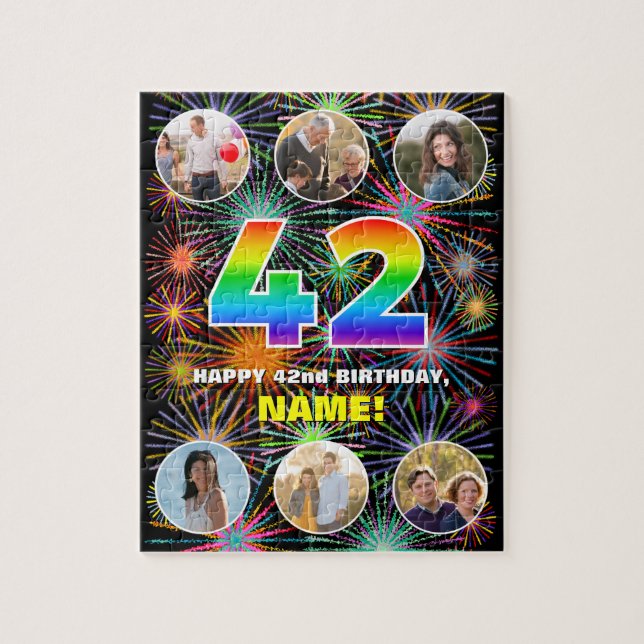 Puzzle 42e anniversaire : Arc en ciel amusant #, Nom pers (Vertical)