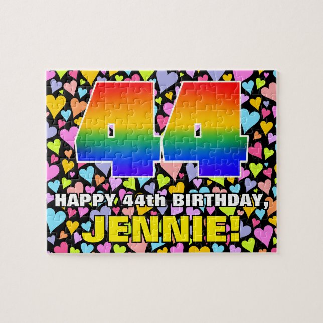 Puzzle 44e anniversaire — Formes de coeur amusantes et ai (Horizontal)