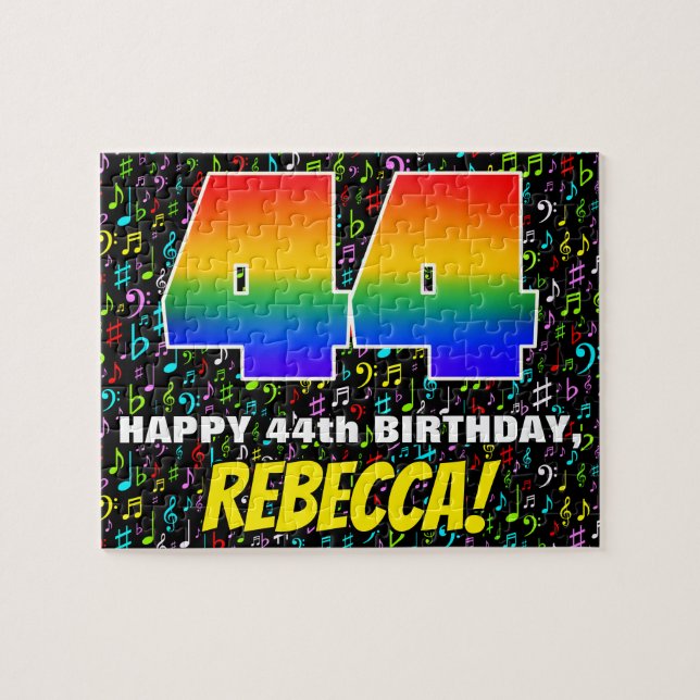 Puzzle 44e anniversaire — Symboles de musique amusants et (Horizontal)