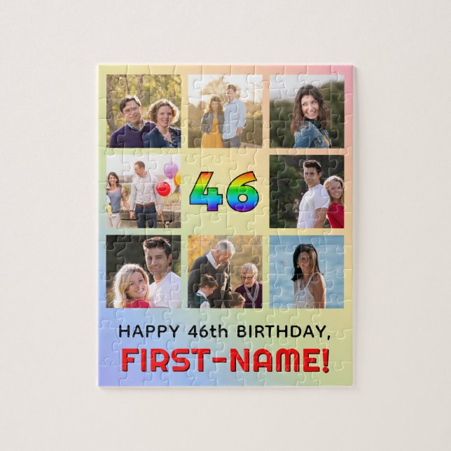 Puzzle 46e anniversaire : Arc-en-ciel amusant #, Nom pers (Vertical)