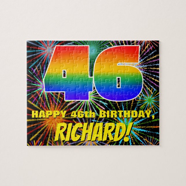 Puzzle 46e anniversaire : Feu d'artifice festif amusant e (Horizontal)